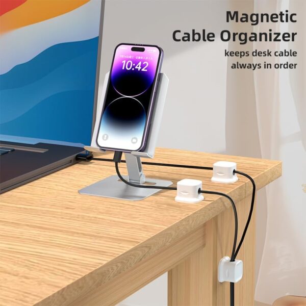 12 Pack Magnetic Cable Clip Clips, Under Desk Cable Management,Thusleeve Adhesive Cord Clip Storage Box for Home - Image 3