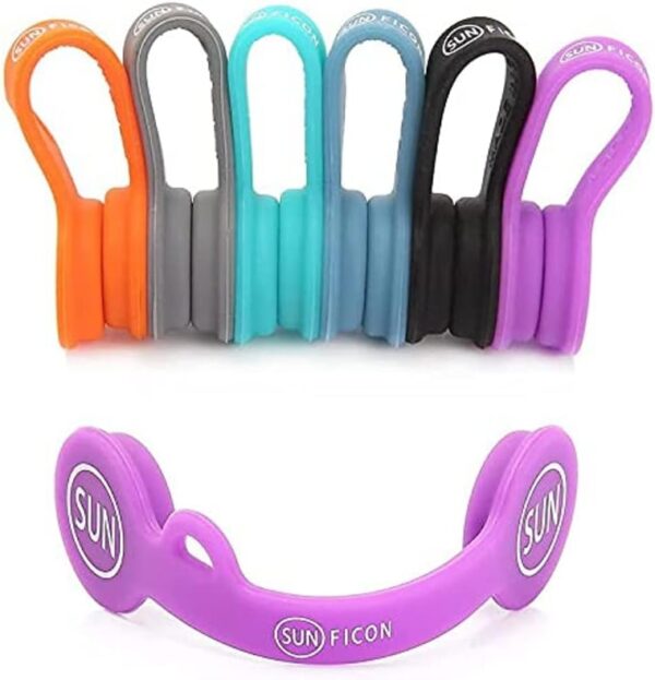 SUNFICON 6 Pack Magnetic Cord Organizers Cable Clips Cable Straps Silicone Twist Ties Colorful Headphone Cord Keeper