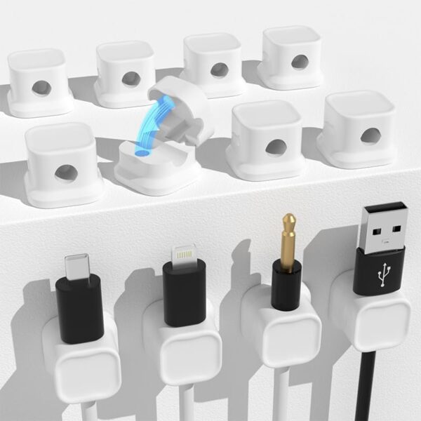 12 Pack Magnetic Cable Clip Clips, Under Desk Cable Management,Thusleeve Adhesive Cord Clip Storage Box for Home