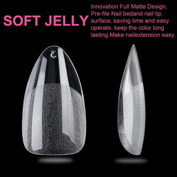 UNA GELLA Short Almond Fake Nails 216pcs Pre-shape Gel Acrylic Nail Tips for Full Cover Nail Extension Home - Image 3