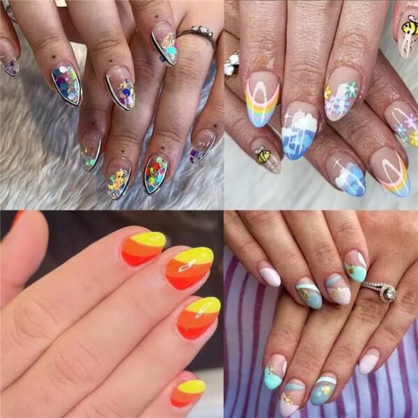 UNA GELLA Short Almond Fake Nails 216pcs Pre-shape Gel Acrylic Nail Tips for Full Cover Nail Extension Home - Image 4