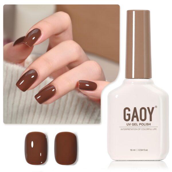 GAOY Brown Gel Nail Polish, 16ml Soak Off Gel Polish, UV Light Cure for Nail Art DIY Manicure at Home