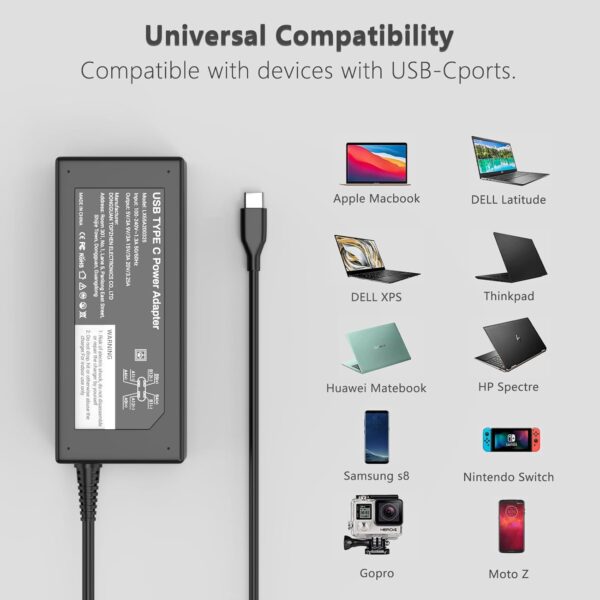 Universal Chromebook Charger-45W USB-C Power Adapter for HP Laptop Charger,Lenovo,Dell,Acer and More,Fast Charging - Image 2