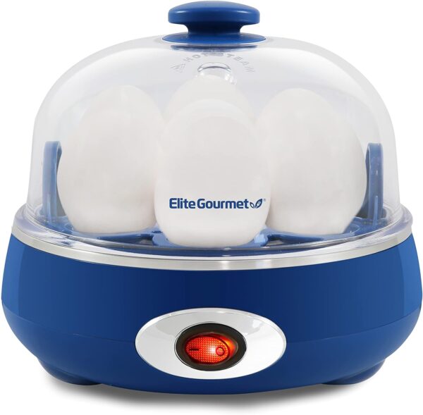 Elite Gourmet EGC322CBL Easy Egg Cooker Electric 7-Egg Capacity, Soft, Medium, Hard-Boiled Egg Cooker with Auto