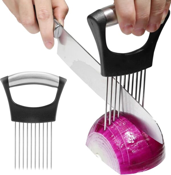 JAYVAR Onion Holder for Slicing, Lemon Slicer Onion Cutter for Slicing, Vegetable Cutter for Potato and Tomato, Avocados