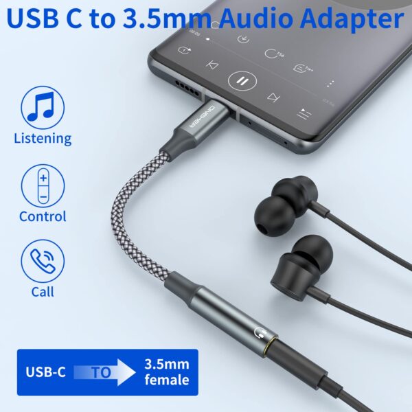 USB Type C to 3.5mm Headphone Jack Adapter, (2-Pack) USB C to Aux Female Audio Dongle Cable Cord Compatible with iPhone - Image 4