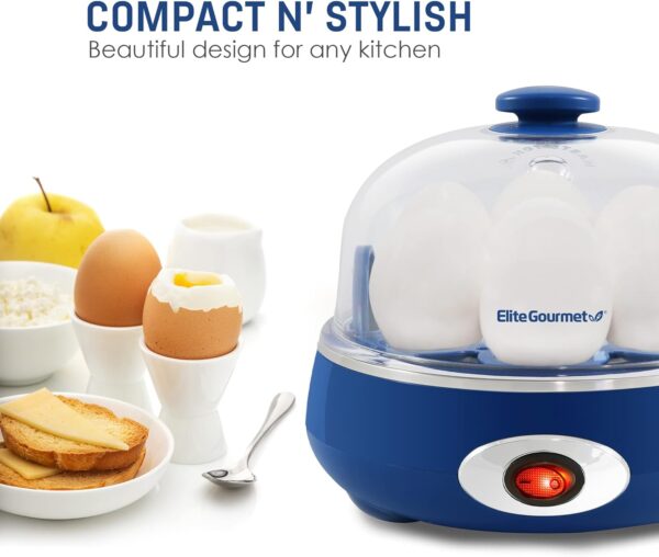 Elite Gourmet EGC322CBL Easy Egg Cooker Electric 7-Egg Capacity, Soft, Medium, Hard-Boiled Egg Cooker with Auto - Image 2