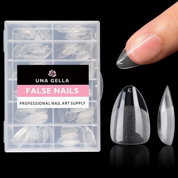 UNA GELLA Short Almond Fake Nails 216pcs Pre-shape Gel Acrylic Nail Tips for Full Cover Nail Extension Home