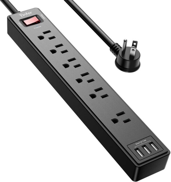 6Ft Power Strip Surge Protector - Yintar Extension Cord with 6 AC Outlets and 3 USB Ports for for Home, Office, Dorm Essentials