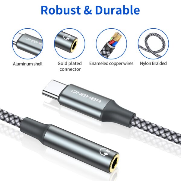 USB Type C to 3.5mm Headphone Jack Adapter, (2-Pack) USB C to Aux Female Audio Dongle Cable Cord Compatible with iPhone - Image 2