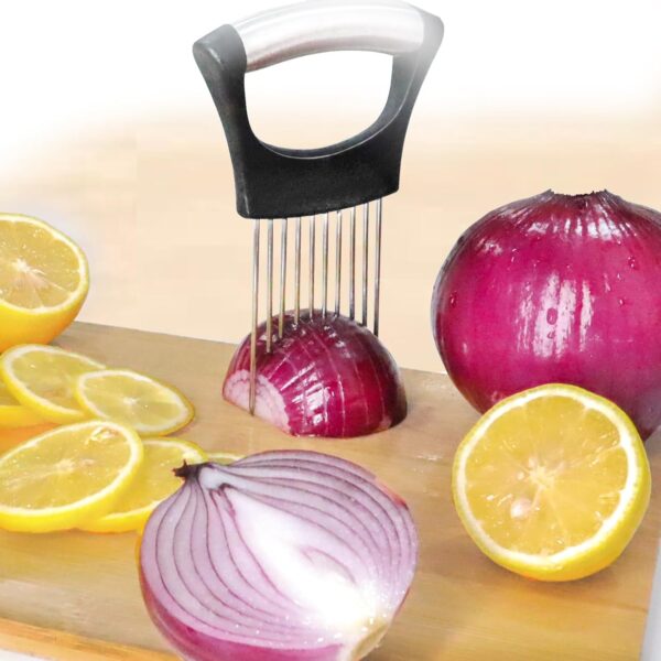 JAYVAR Onion Holder for Slicing, Lemon Slicer Onion Cutter for Slicing, Vegetable Cutter for Potato and Tomato, Avocados - Image 3