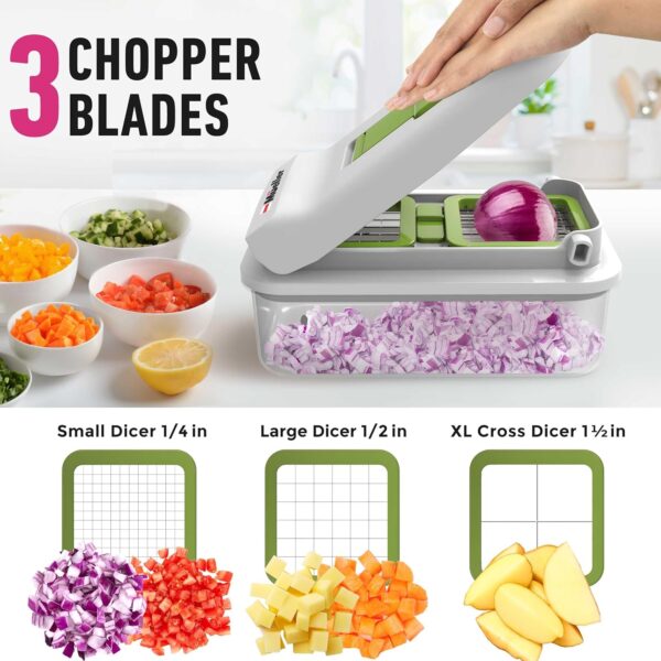 Mueller Pro-Series V Blade Veggie Chopper, Egg Slicer, Spiralizer, Dicer, Cutter, Food Chopper, Gifts for Mom, Kitchen - Image 2