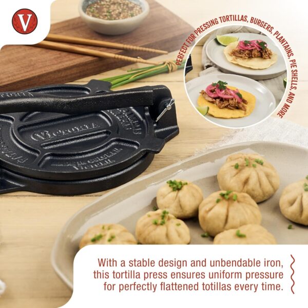 Victoria Cast Iron Press Made in Colombia Tortilla and Roti Maker, 6.5 Inches, Black Tortilla and Roti Maker, 6.5 Inches, Black - Image 3
