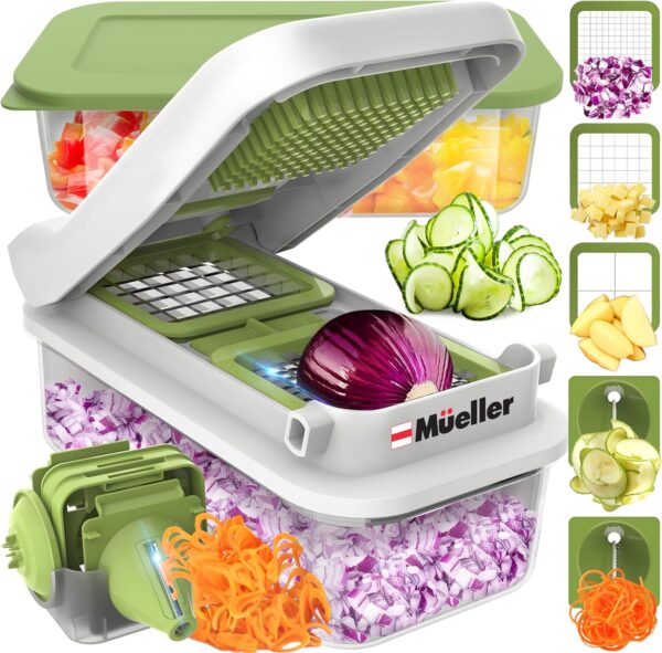 Mueller Pro-Series V Blade Veggie Chopper, Egg Slicer, Spiralizer, Dicer, Cutter, Food Chopper, Gifts for Mom, Kitchen
