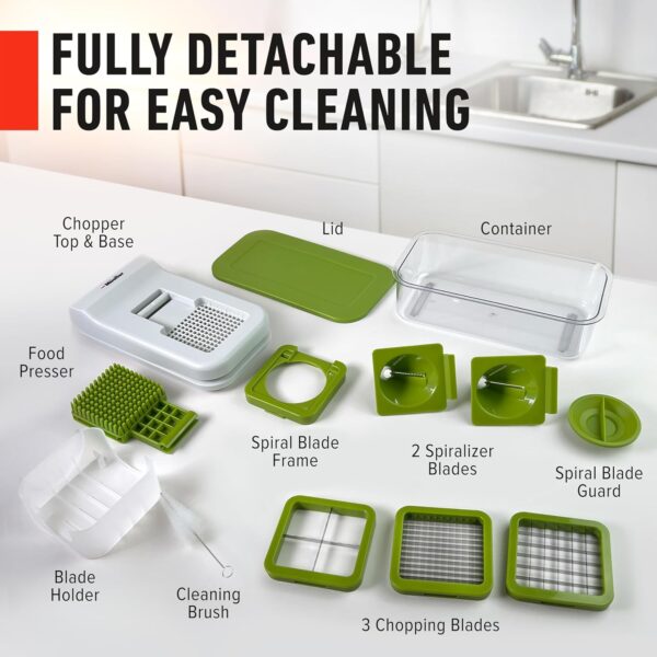 Mueller Pro-Series V Blade Veggie Chopper, Egg Slicer, Spiralizer, Dicer, Cutter, Food Chopper, Gifts for Mom, Kitchen - Image 3