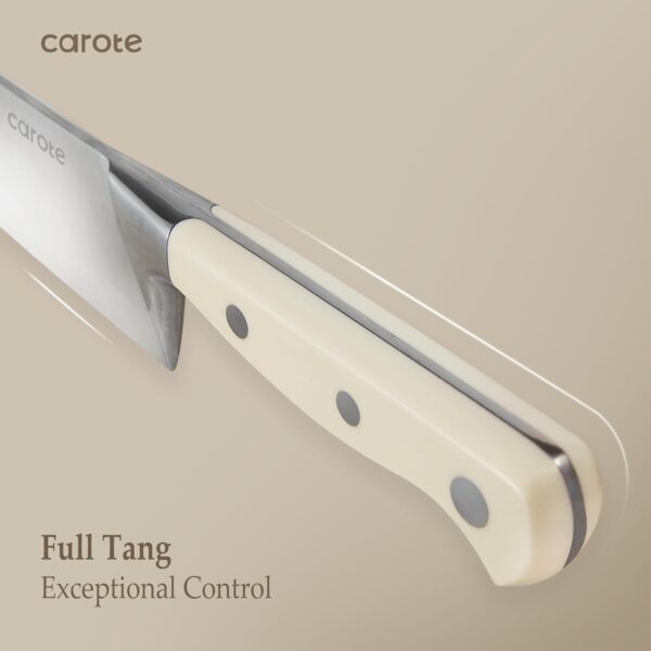 CAROTE 14 Pieces Knife Set with Block, Forged, High Carbon Stainless Steel Sharp Blade Block Knife Set, - Image 3