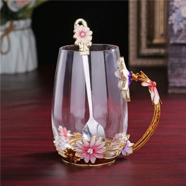 Luka Tech Mothers Day Gifts For Mom,Mom Gifts From Daughter Son,Daisy Flower Glass Tea Cups Best Mom - Image 2