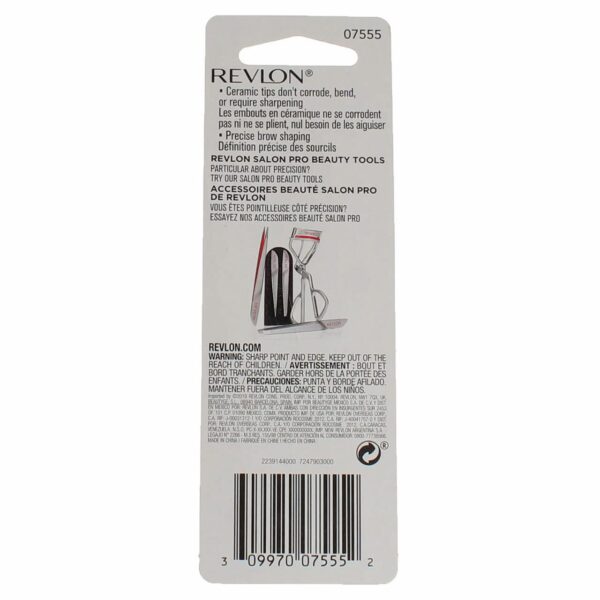 Revlon Ceramic Slanted Tip Tweezers, Precision For Eyebrow Shaping and Fine Hair Removal, Stainless - Image 3