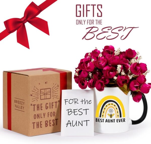 Breezy Valley Auntie Mug - Best Aunt Ever Gift - Best Mothers Day Gifts for Aunt from Niece or Nephew - Image 4