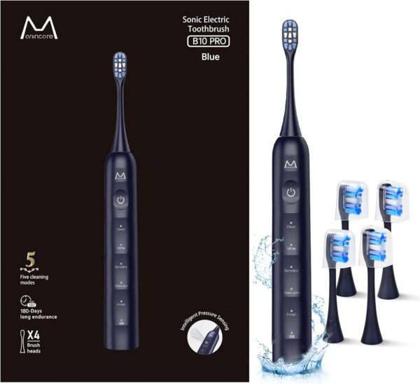 Sonic Electric Toothbrush for Adults Teens: 180 Days Battery Life, 48000VPM Motor 5 Cleaning Modes