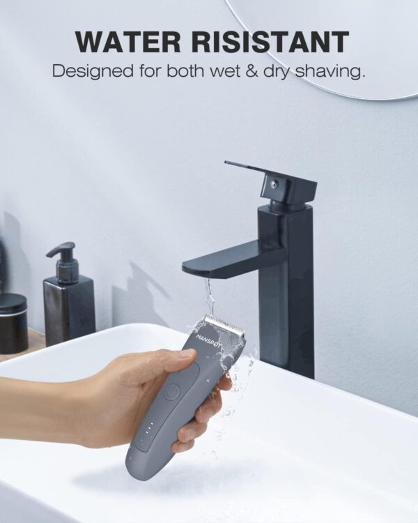 MANSPOT Electric Groin Hair Trimmer Men's Shaving & Grooming Sets Kit with 4 Guards and Replaceable - Image 3