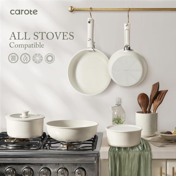 CAROTE Pots and Pans Set Non Stick, 15pcs Cookware Sets, Dishwasher/Oven/Fridge Safe, Kitchen Set, Space Saving Pots Set - Image 4