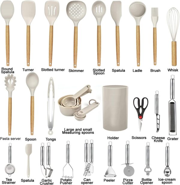 Kitchen Utensils Set- 35 PCs Cooking Utensils with Grater,Tongs, Spoon Spatula &Turner Made of Heat - Image 2
