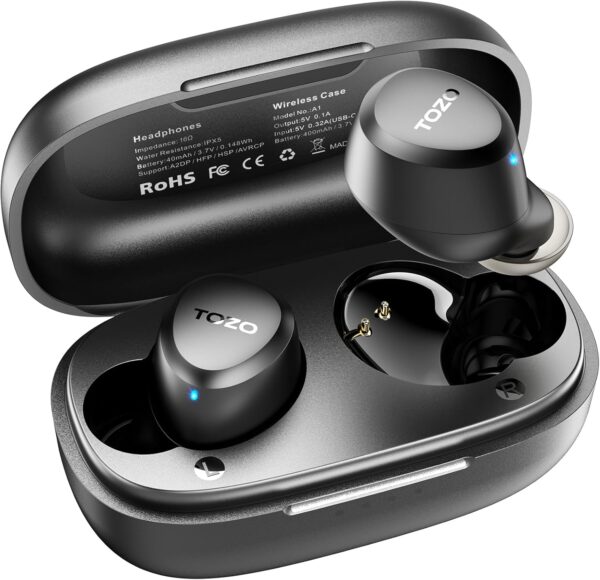 TOZO A1 Wireless Earbuds Bluetooth 5.3 Light Weight in Ear IPX5 Waterproof Headphones 2 Mic for AI Calls,