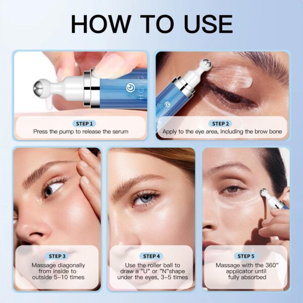 Eye Serum with 5% Caffeine & 5% Retinol for Dark Circles, Puffiness Puffy Bags & Wrinkles Fine Lines - Image 4
