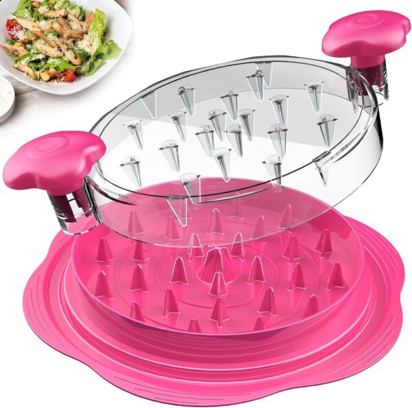 Chicken Shredder Large Chicken Breast Shredder Tool Twist with Brush&Fork, Visible Meat Shredder Machine, Anti-Slip Strip