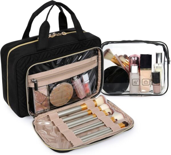 BAGSMART Toiletry Bag Hanging Travel Makeup Organizer with TSA Approved Transparent Cosmetic Bag