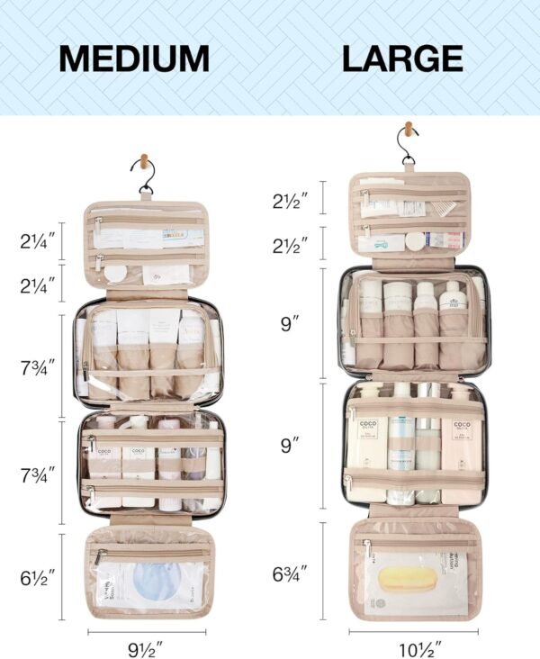 BAGSMART Toiletry Bag Hanging Travel Makeup Organizer with TSA Approved Transparent Cosmetic Bag - Image 3