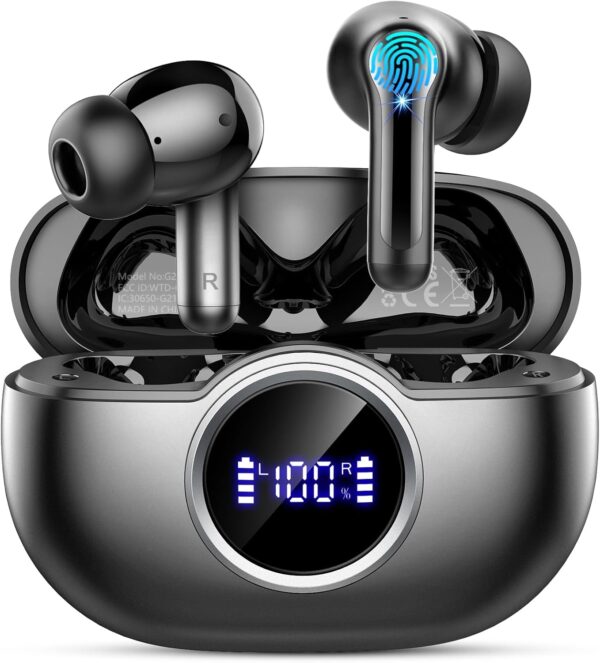 Wireless Earbuds, 2025 Bluetooth 5.4 Headphones Hi-Fi Stereo 3D Bass Ear Buds, 4 ENC Noise Cancelling Mic,