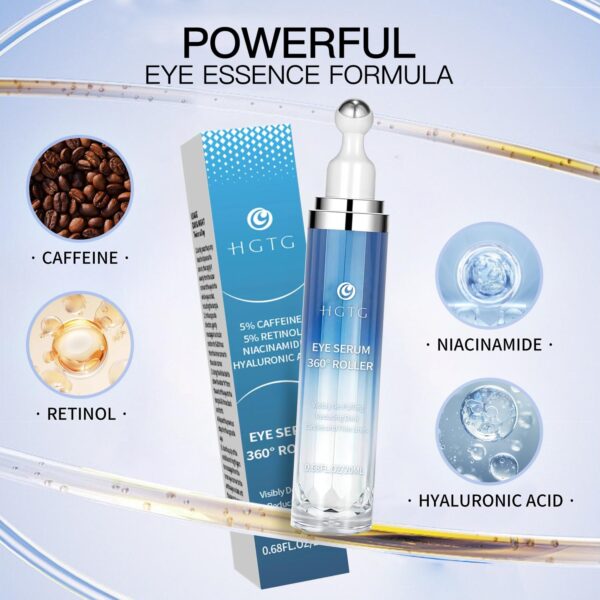 Eye Serum with 5% Caffeine & 5% Retinol for Dark Circles, Puffiness Puffy Bags & Wrinkles Fine Lines - Image 3
