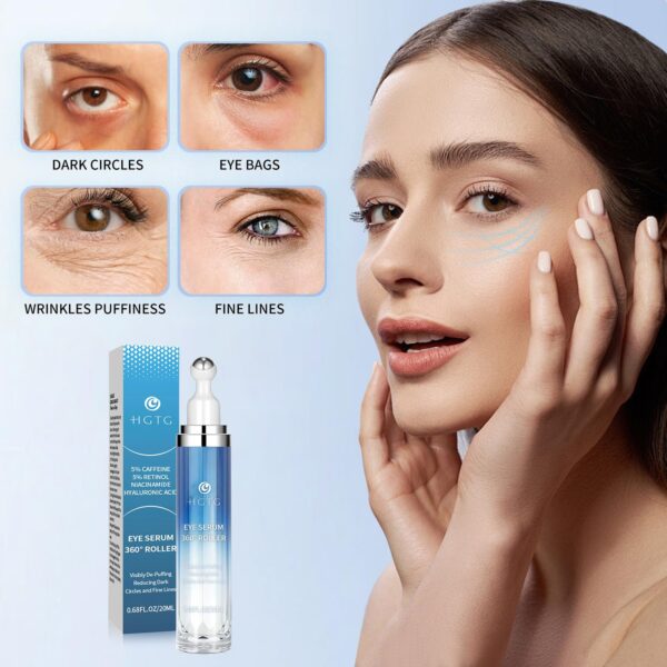 Eye Serum with 5% Caffeine & 5% Retinol for Dark Circles, Puffiness Puffy Bags & Wrinkles Fine Lines - Image 2