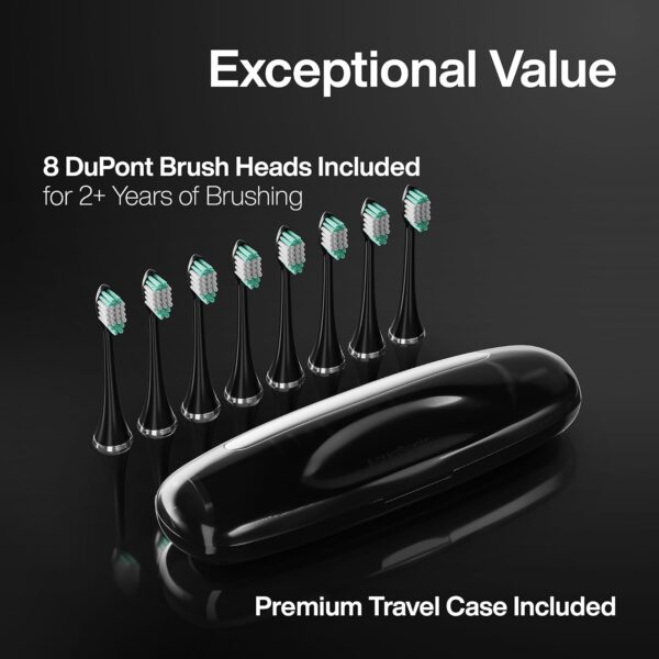 Aquasonic Black Series Ultra Whitening Toothbrush – ADA Accepted Electric Toothbrush- 8 Brush Heads & Travel Case – 40,000 - Image 4