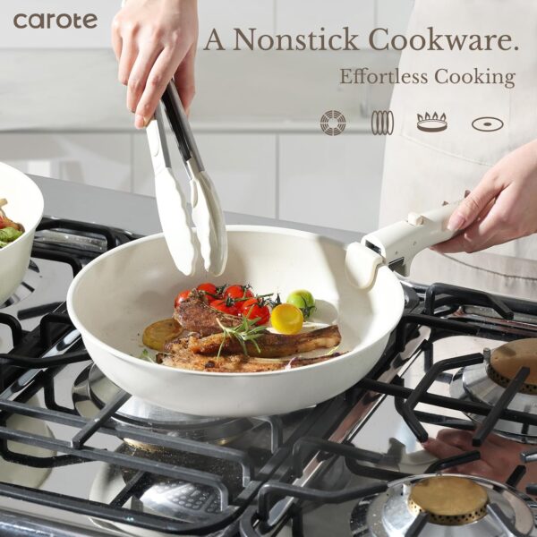 CAROTE 11pcs Pots and Pans Set, Nonstick Cookware Detachable/Removable Handle, Induction RV - Image 4