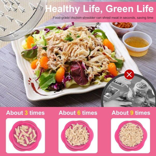 Chicken Shredder Large Chicken Breast Shredder Tool Twist with Brush&Fork, Visible Meat Shredder Machine, Anti-Slip Strip - Image 4