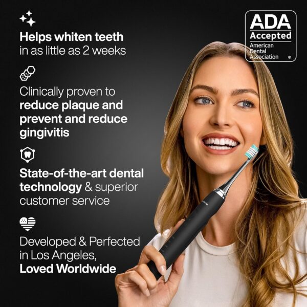 Aquasonic Black Series Ultra Whitening Toothbrush – ADA Accepted Electric Toothbrush- 8 Brush Heads & Travel Case – 40,000 - Image 3