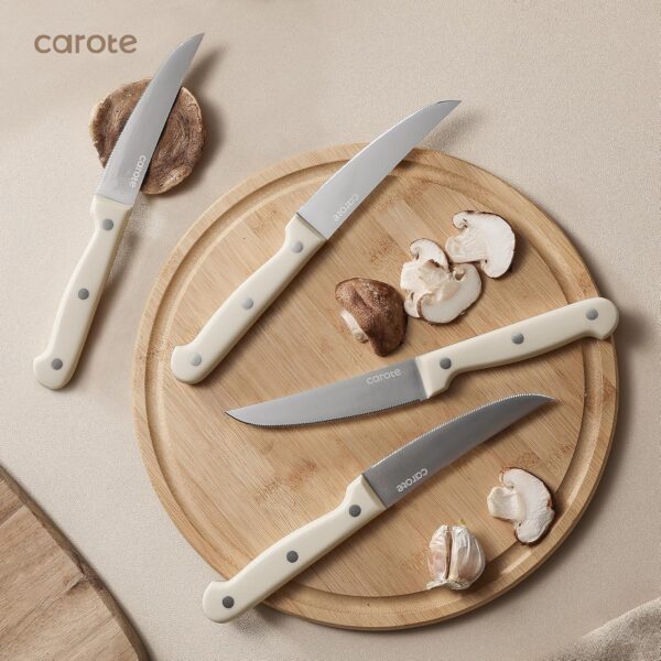 CAROTE 14 Pieces Knife Set with Block, Forged, High Carbon Stainless Steel Sharp Blade Block Knife Set, - Image 4